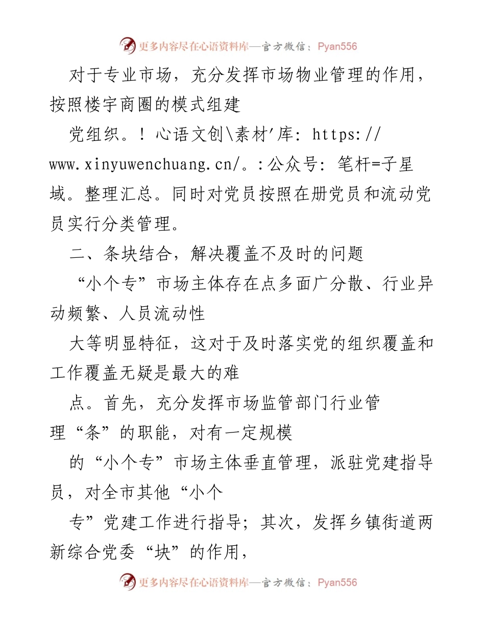 [工作总结] 小个专非公党建工作 - 聚焦小个专党建难题的五剂良方.docx_第2页