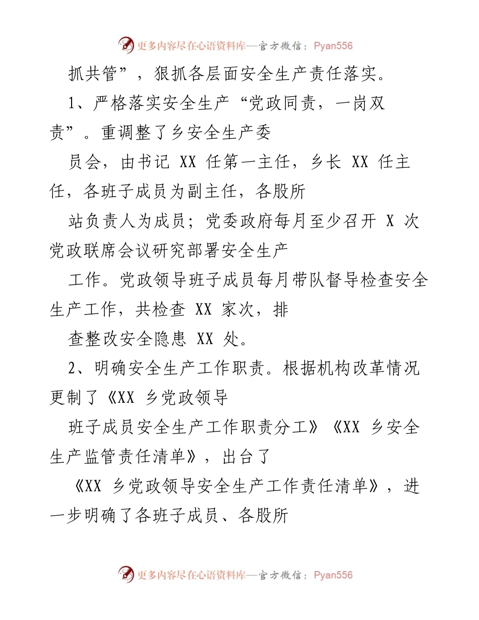 [工作总结] 安全生产工作 - XX乡2021年安全生产工作总结与隐患排查治理措施.docx_第2页