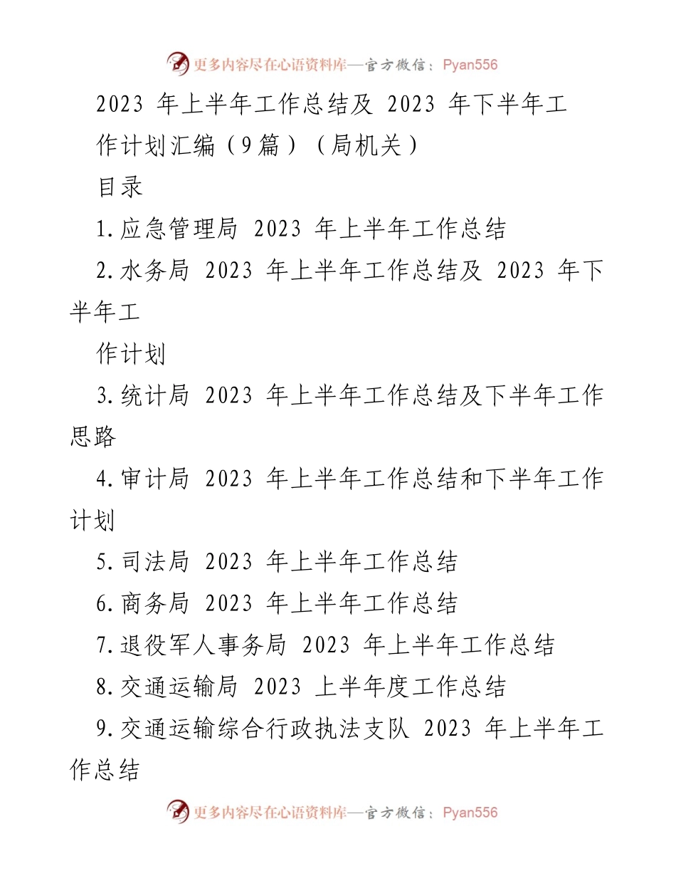 [工作总结] 局机关 - 2023年上半年工作总结及下半年工作计划汇编.docx_第1页