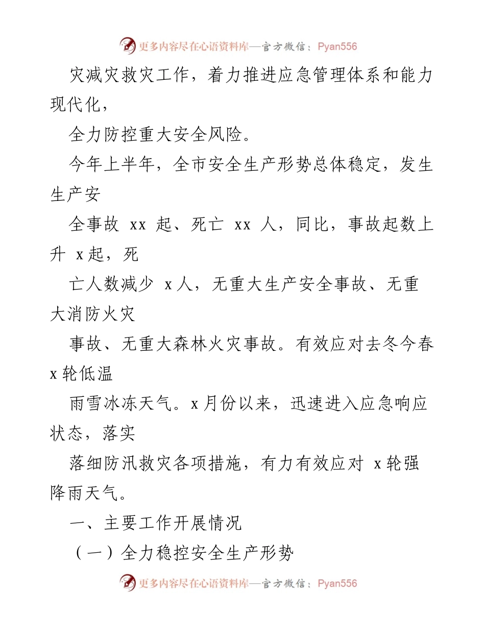 [工作总结] 市应急局 - 2024年上半年工作总结与下半年工作安排.docx_第2页