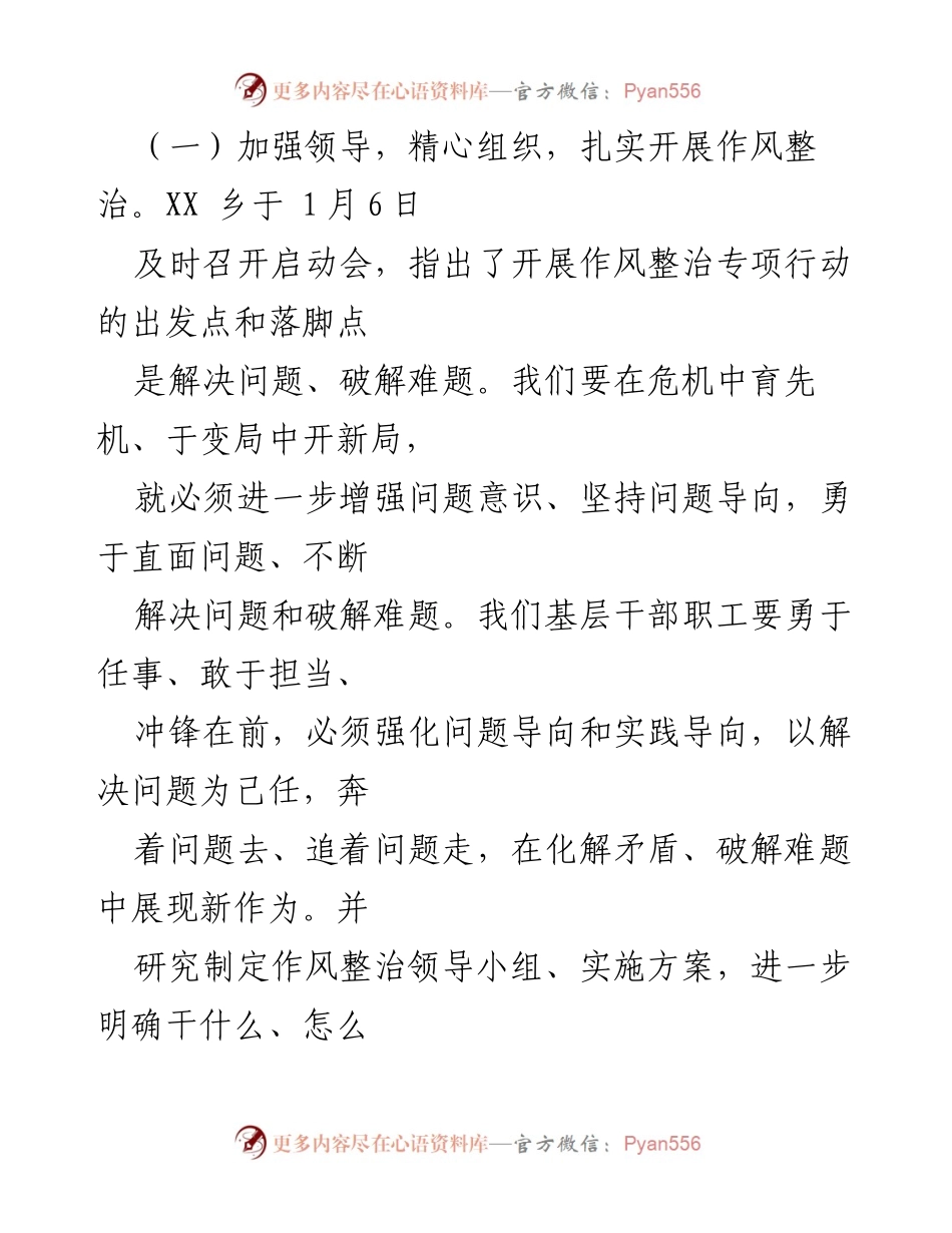 [工作总结] 干部作风整治 - XX乡干部作风整治专项行动工作汇报.docx_第2页