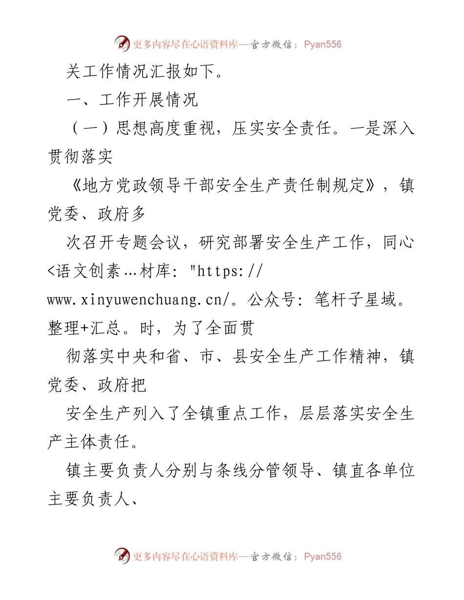 [工作总结] 安全生产工作 - 2024年某镇安全生产工作情况汇报.docx_第2页