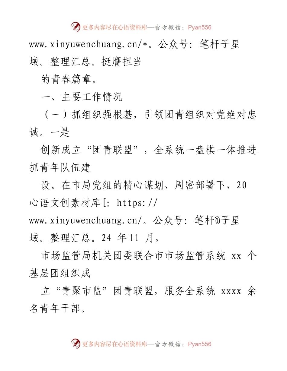 [工作总结] 市场监管局党组 - 2024 年青年工作总结报告.docx_第2页