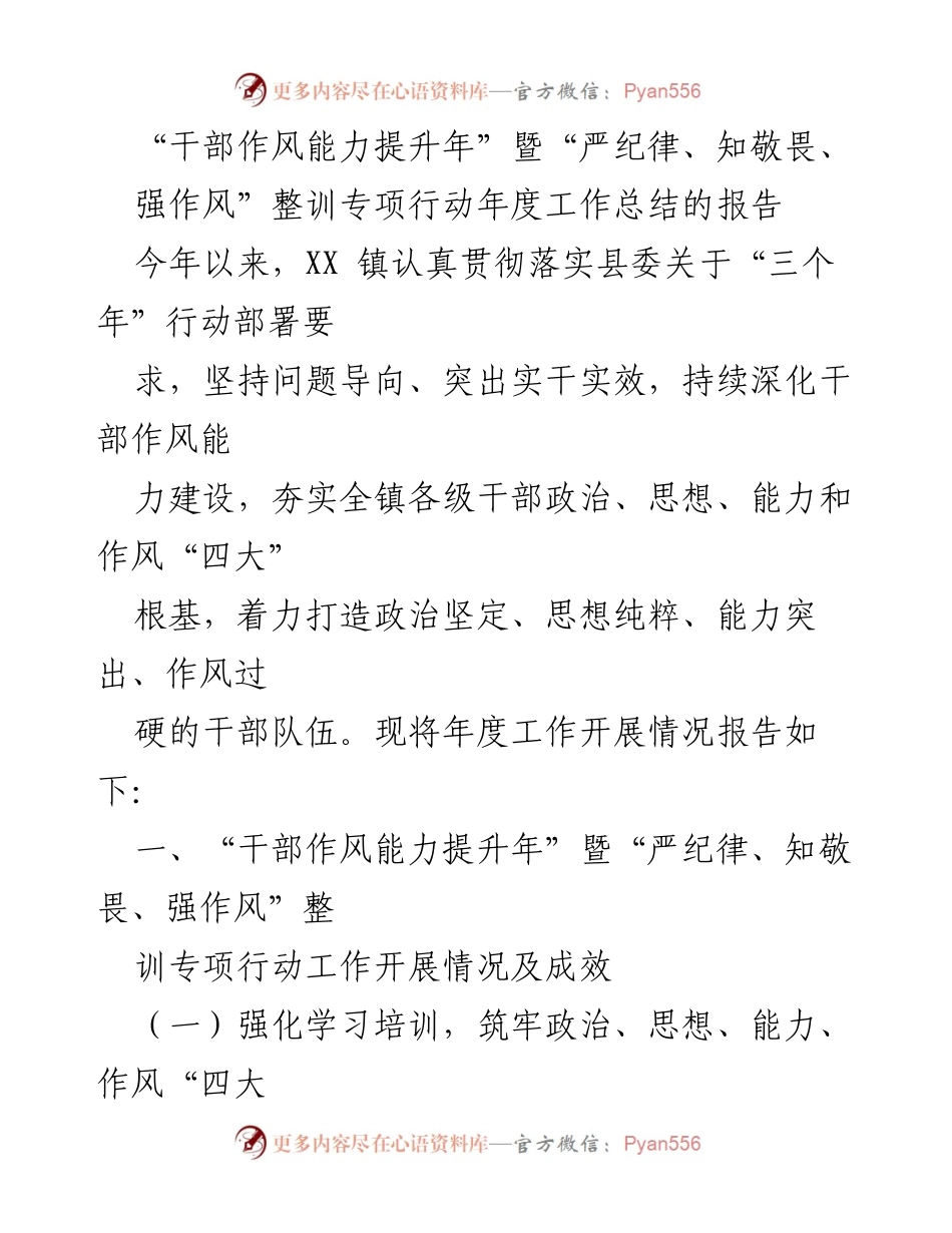 [工作总结] 年度工作总结 - 干部作风能力提升年专项行动年度工作总结报告_1.docx_第1页