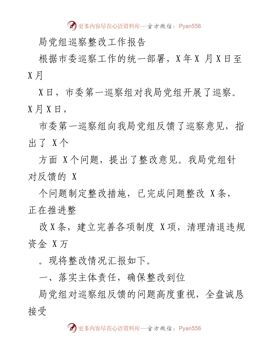 [工作总结] 巡察整改 - 局党组巡察整改工作总结报告.docx_第1页