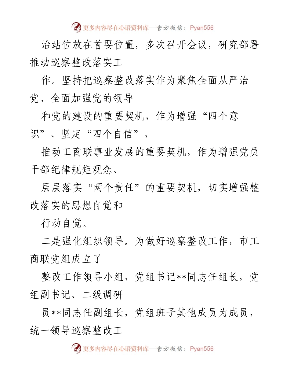 [工作总结] 巡察整改 - 市工商联党组巡察整改工作总结报告.docx_第2页