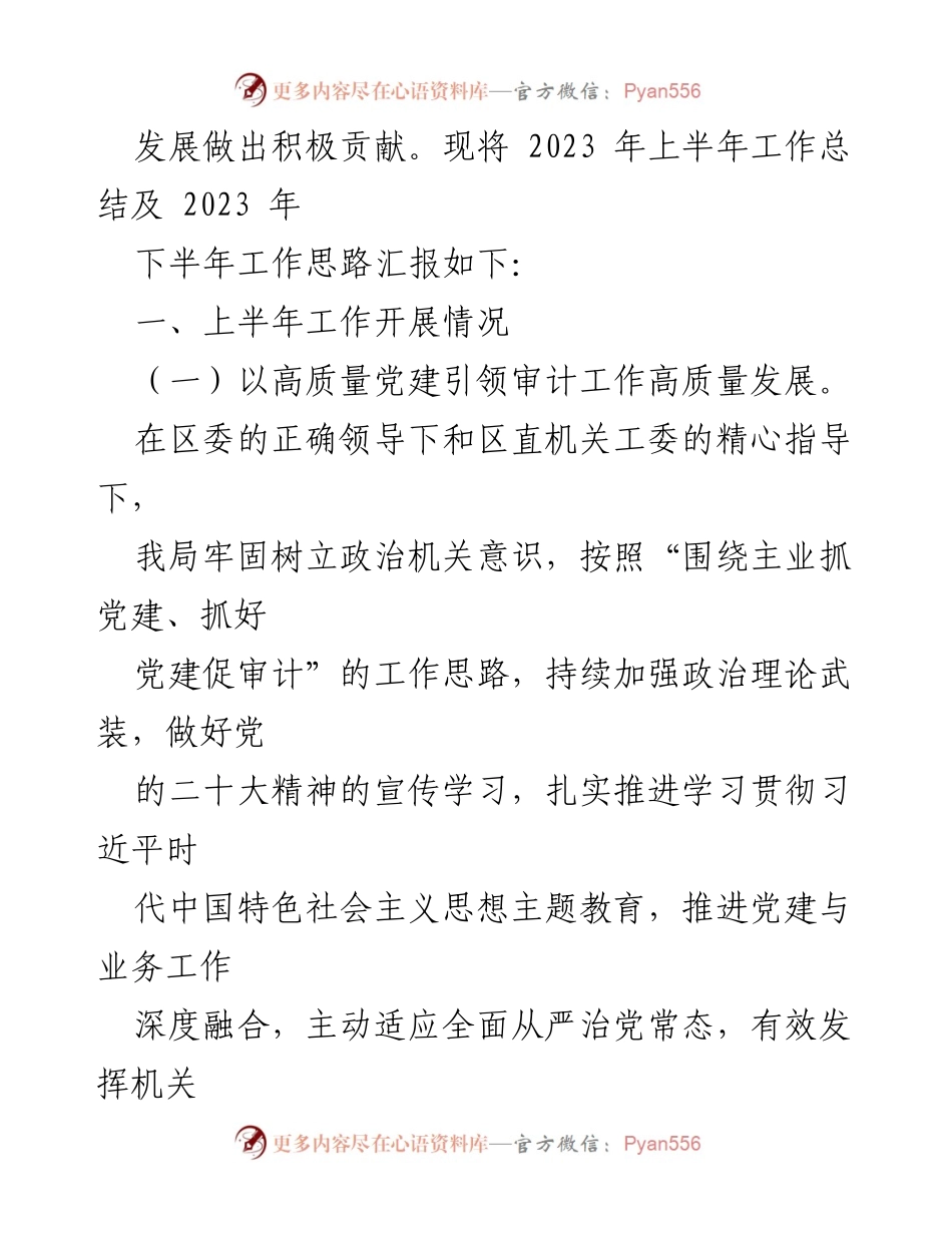 [工作总结] 审计局 - 2023年上半年工作总结及下半年工作计划_1.docx_第2页