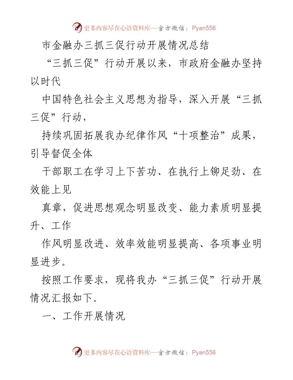 [工作总结] 市金融办 - 市金融办“三抓三促”行动开展情况总结.docx_第1页