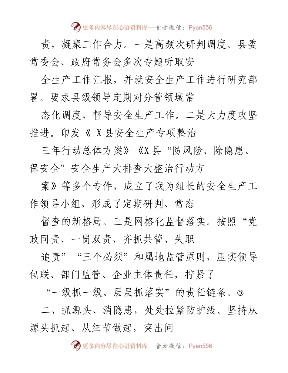 [工作总结] 安全生产工作 - X县安全生产工作汇报与成效分析.docx_第2页