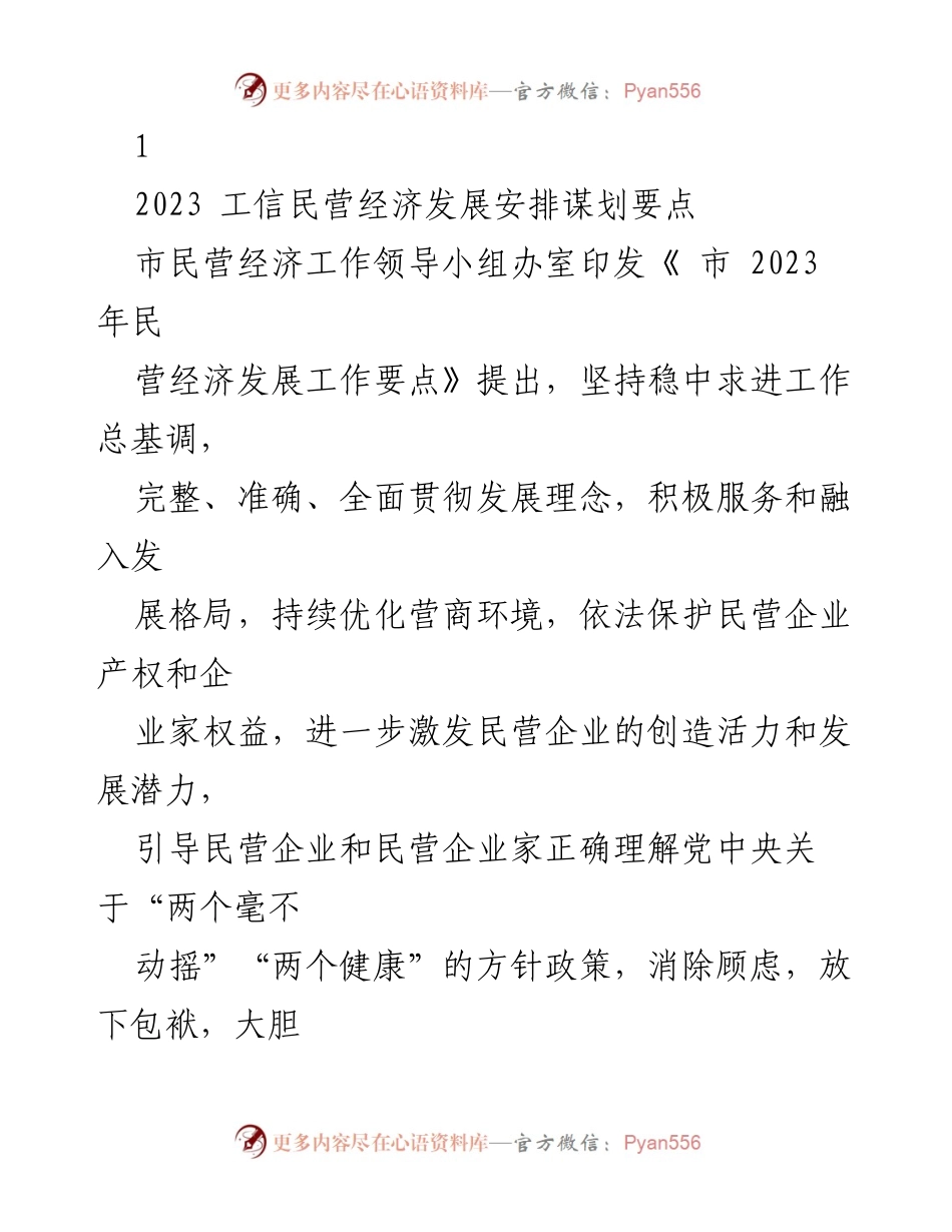 [工作总结] 市民营经济发展 - 2023年民营经济发展工作要点总结.docx_第1页