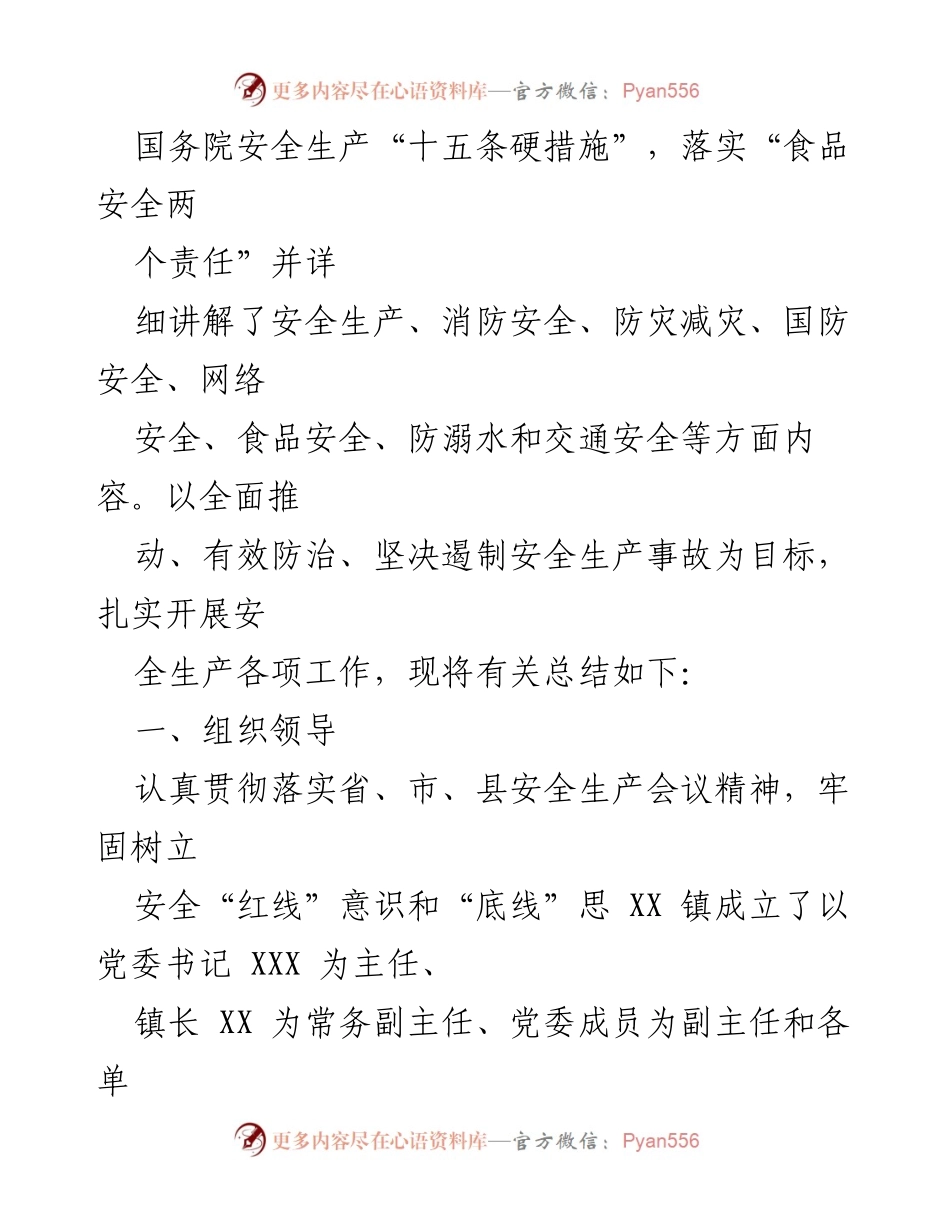 [工作总结] 安全生产工作会议 - XXX 镇 2023 年上半年安全生产工作总结及下半年计划.docx_第2页