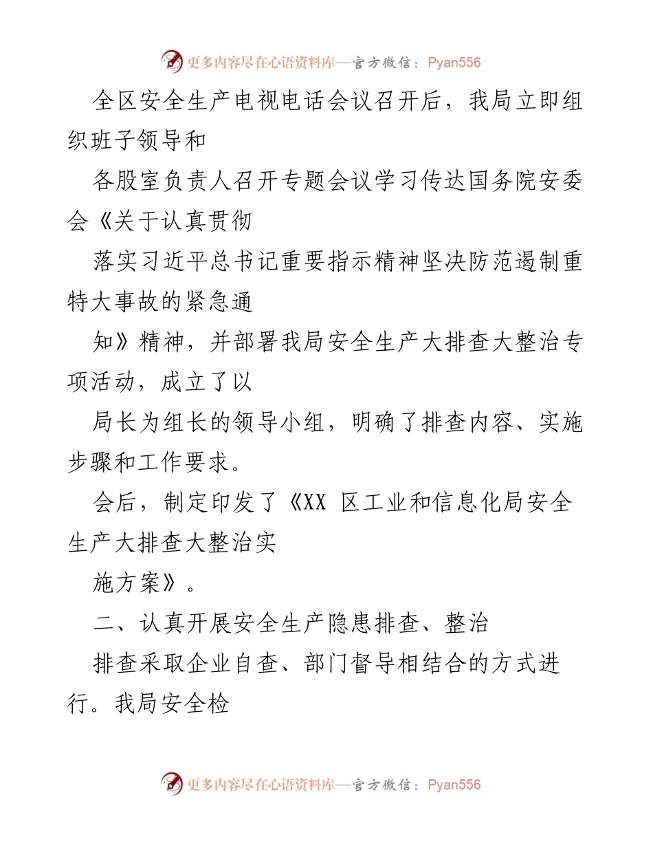 [工作总结] 安全生产大排查大整治专项行动 - XX区工业和信息化局安全生产大排查整治工作总结.docx_第2页