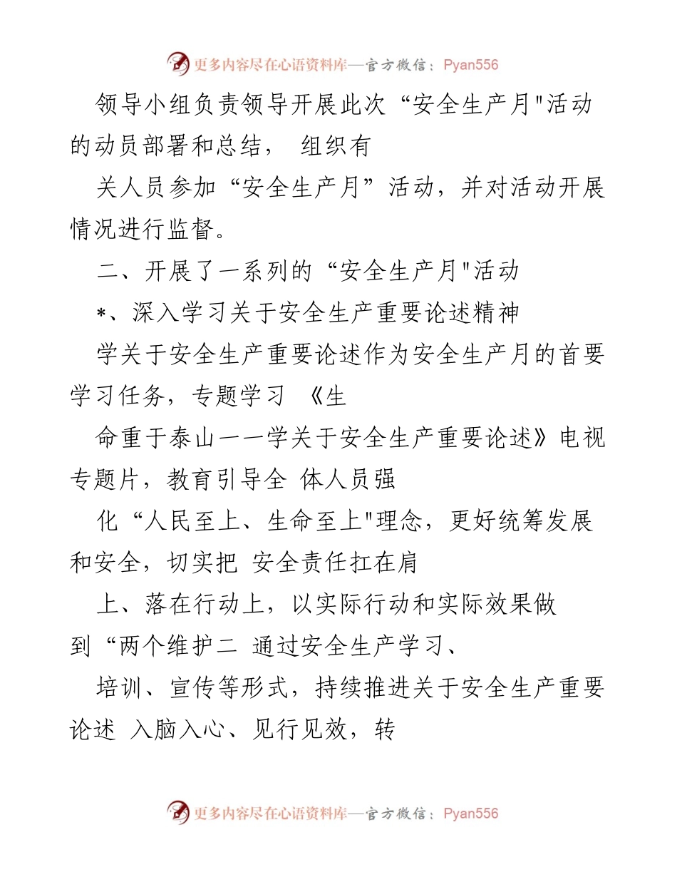 [工作总结] 安全生产月活动 - 公司安全生产月活动总结汇报.docx_第2页