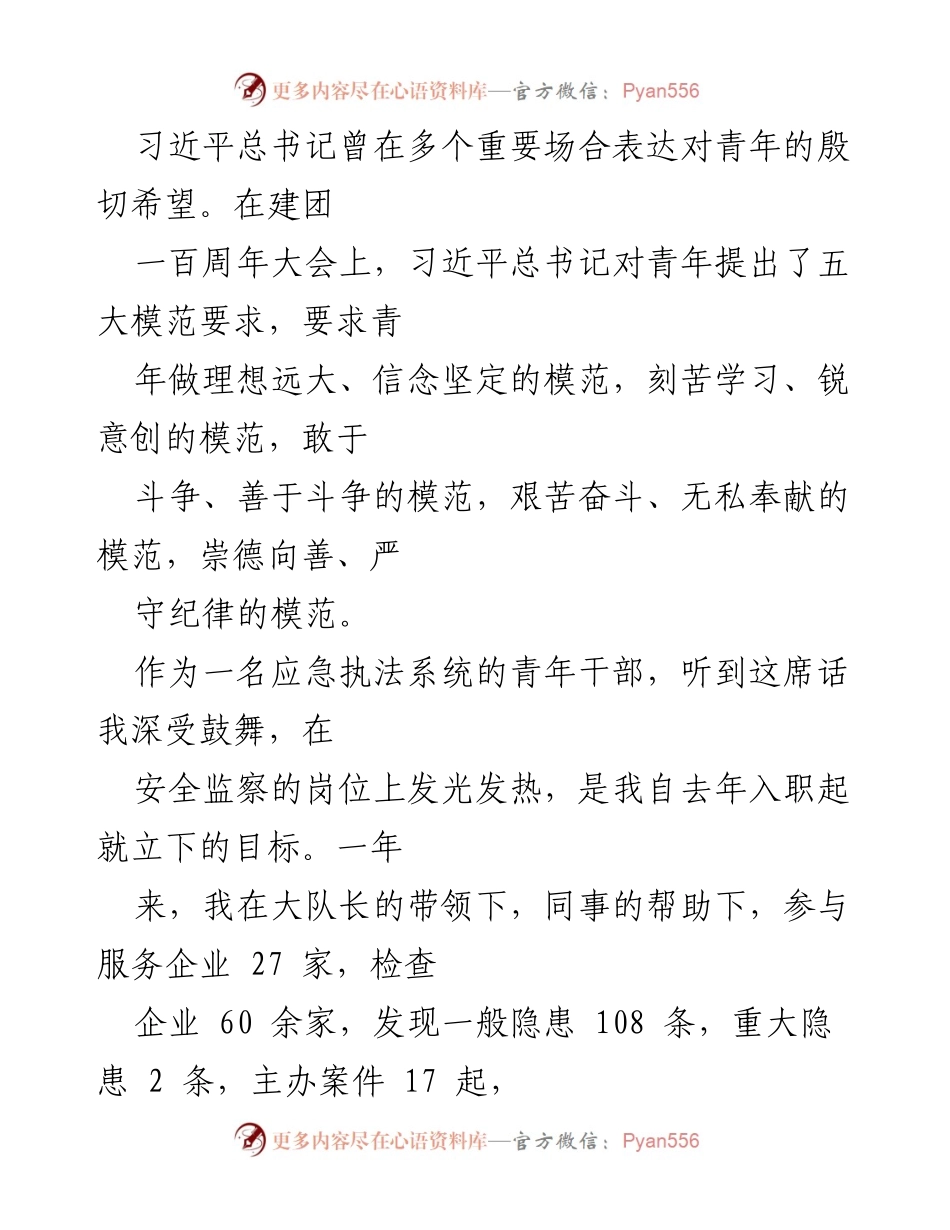 [工作总结] 安全监察工作 - 青年干部在安全监察岗位上的成长与实践.docx_第1页
