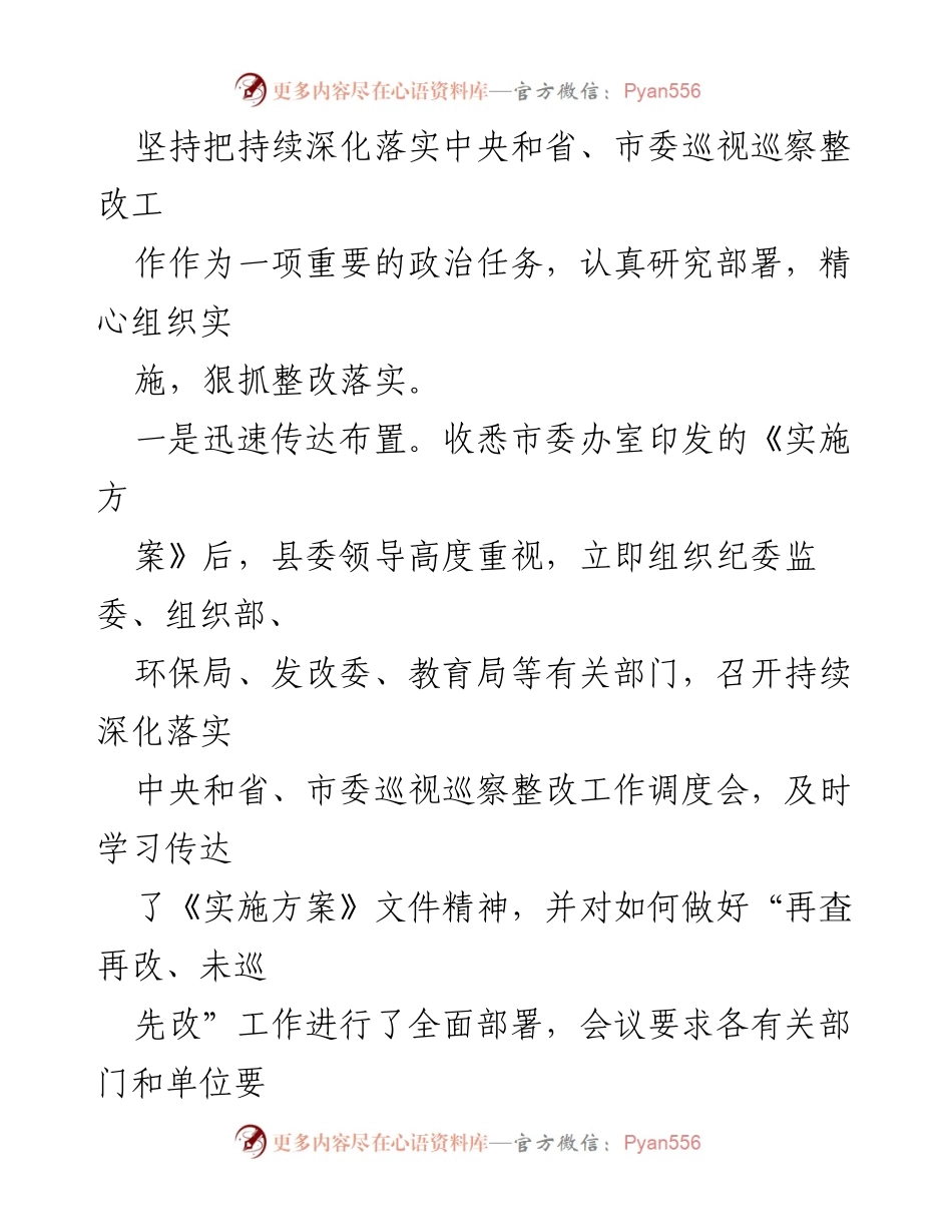 [工作总结] 巡视整改工作 - XX县巡视整改工作落实情况汇报.docx_第2页