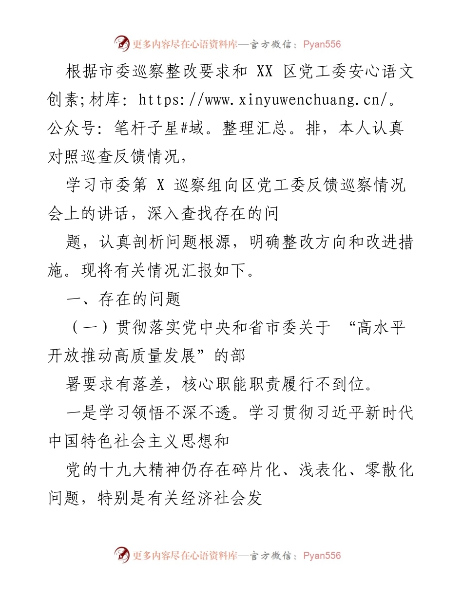 [工作总结] 巡察整改 - 巡察反馈问题整改工作总结报告.docx_第1页