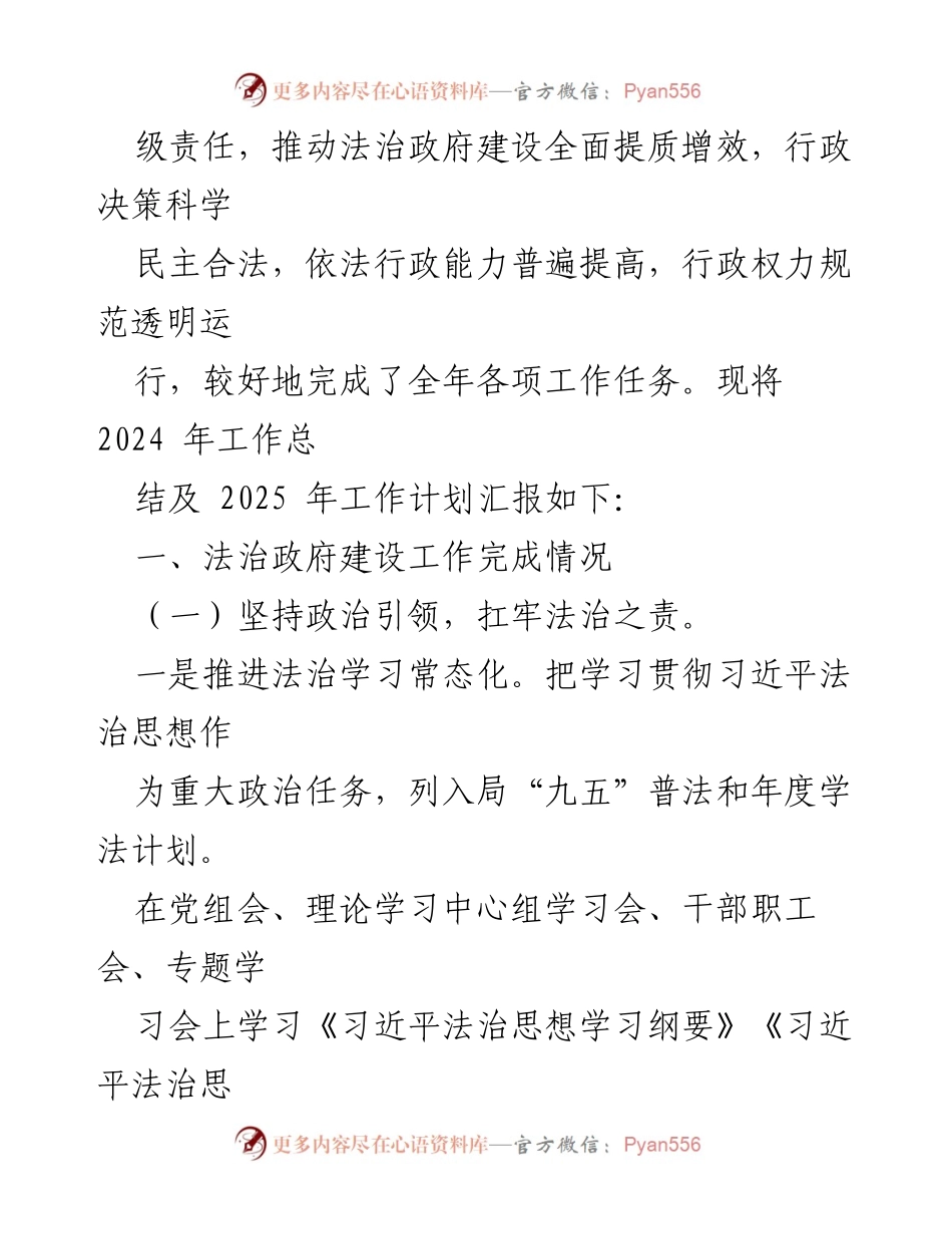 [工作总结] 年度工作汇报 - 2024年度法治政府建设工作总结及2025年工作计划.docx_第2页