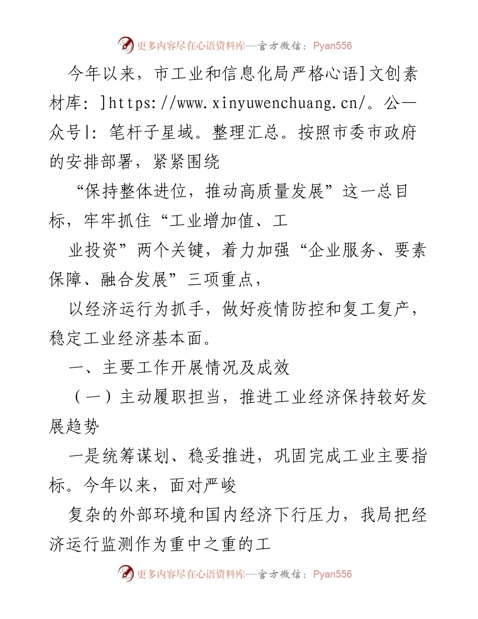 [工作总结] 工业经济发展 - 2023年市工业和信息化局工业经济发展工作总结与成效分析.docx_第1页