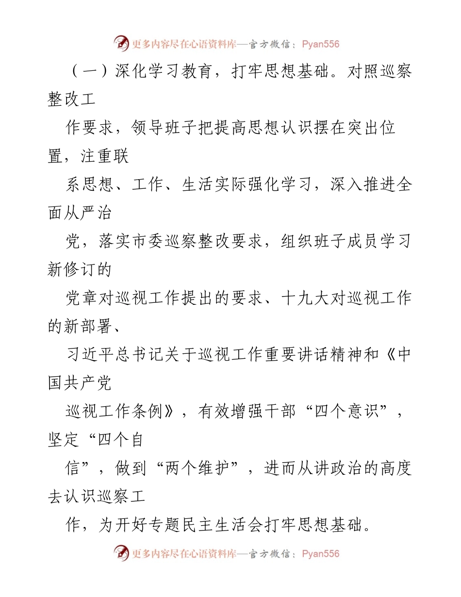 [工作总结] 巡察整改 - 巡察整改专题民主生活会情况报告.docx_第2页