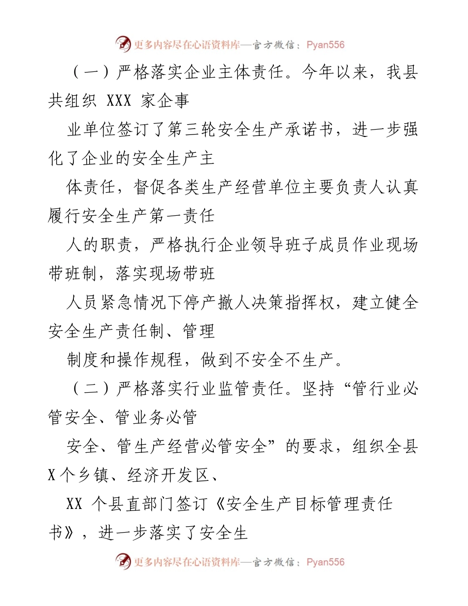 [工作总结] 安全生产 - XX县202X年度安全生产工作情况报告.docx_第2页