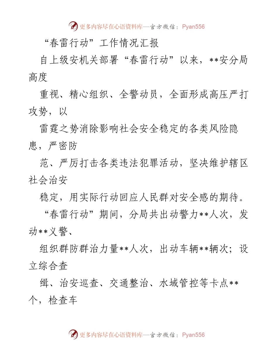 [工作总结] 安全行动 - “春雷行动”工作情况汇报.docx_第1页