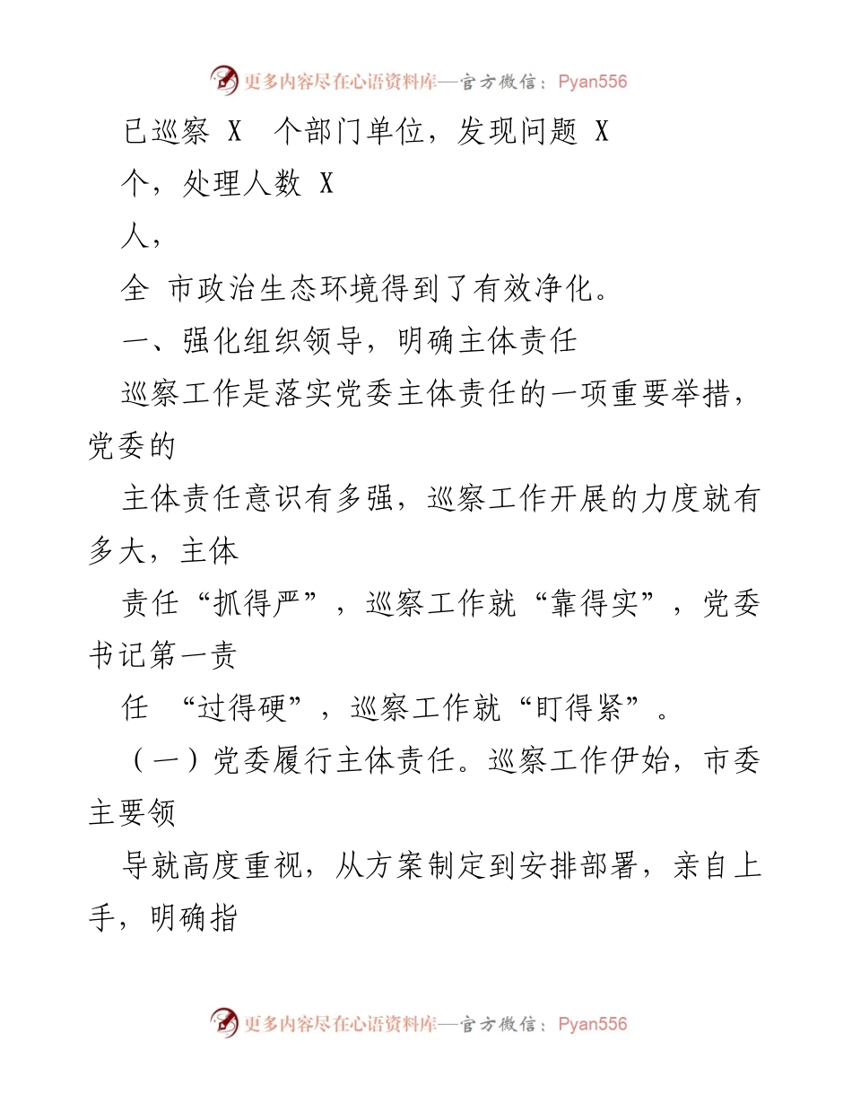 [工作总结] 巡察工作经验交流 - 某市巡察工作经验总结与实践探索_1.docx_第2页