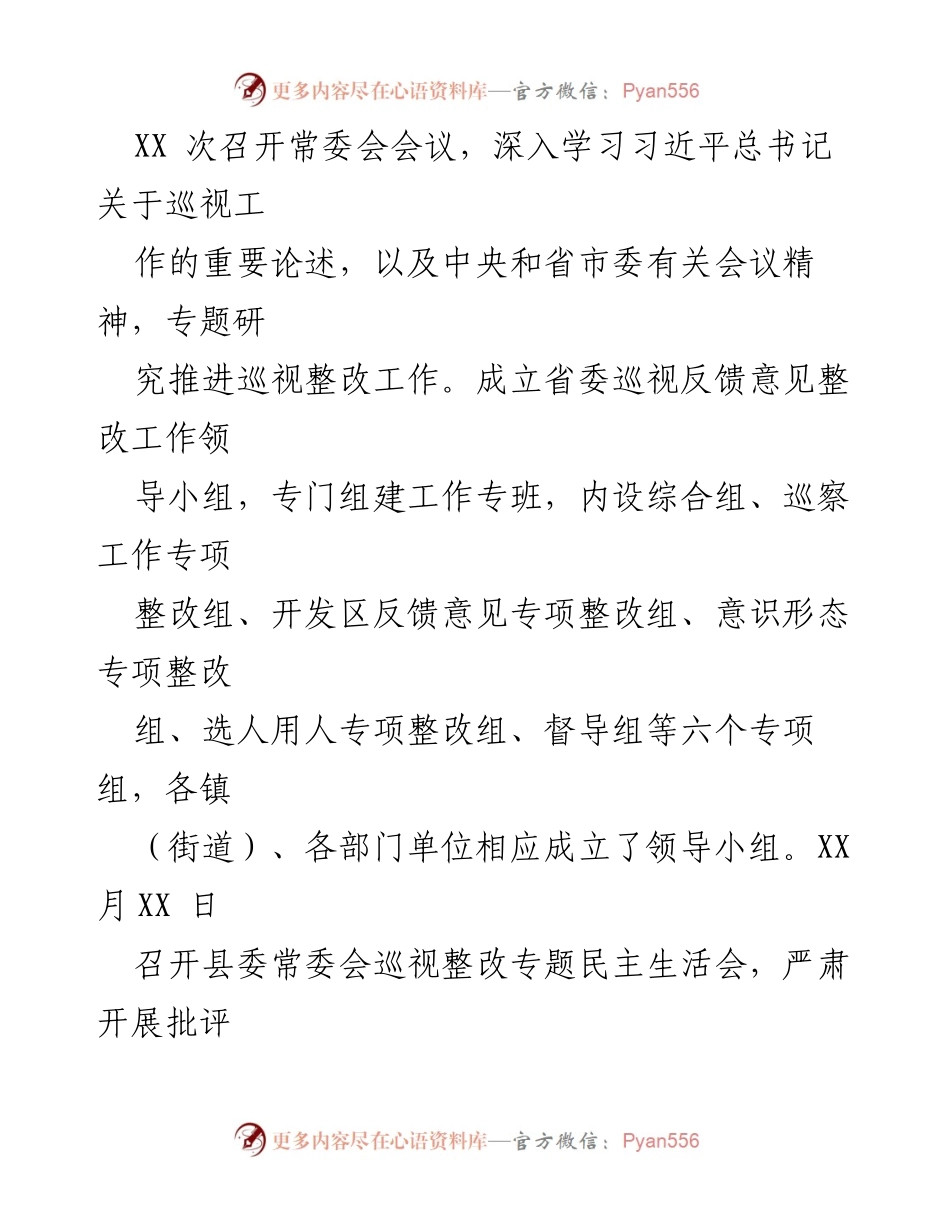 [工作总结] 巡视整改 - 某县巡视整改进展情况报告.docx_第2页