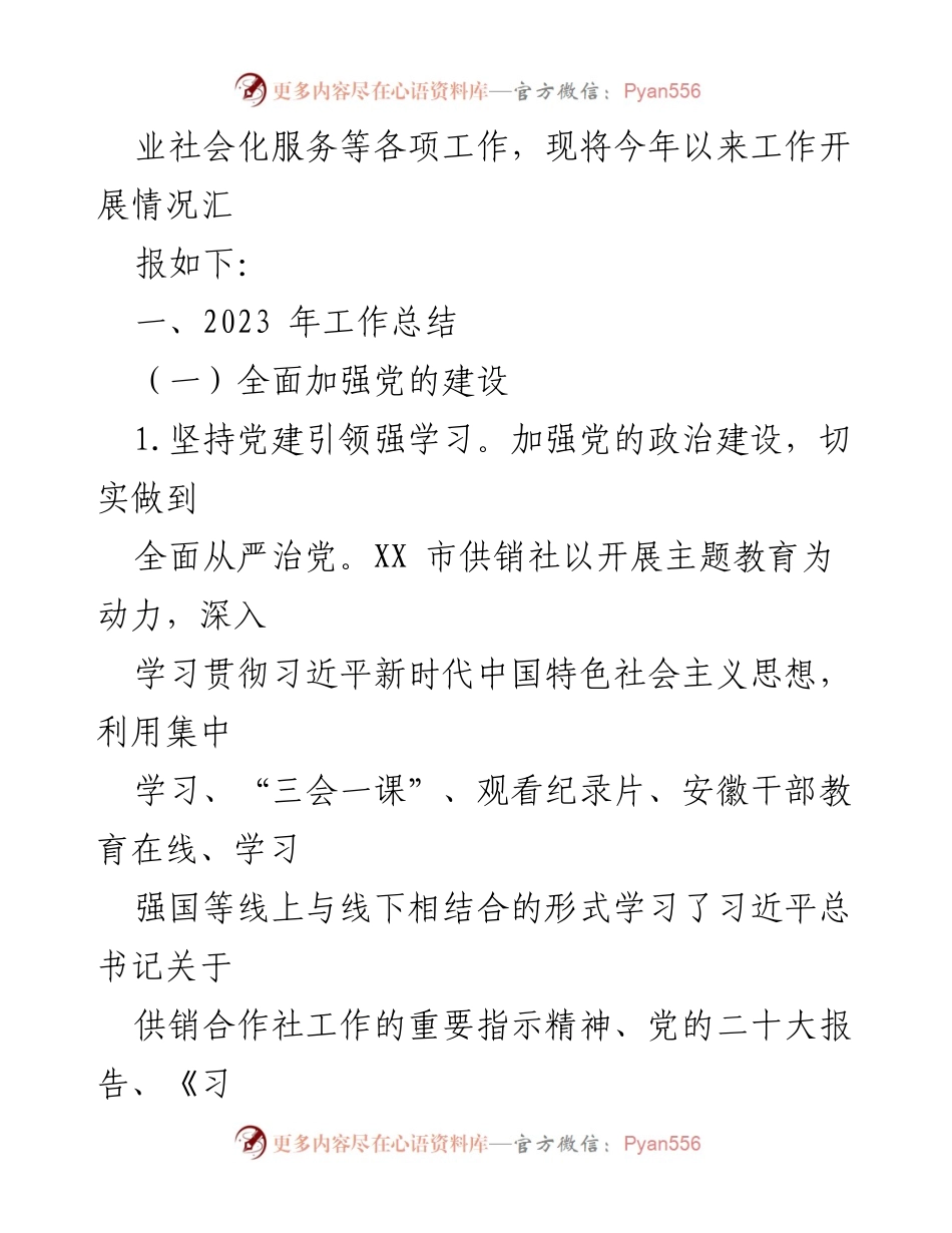 [工作总结] 市供销社 - 2023年工作总结与2024年工作计划报告.docx_第2页