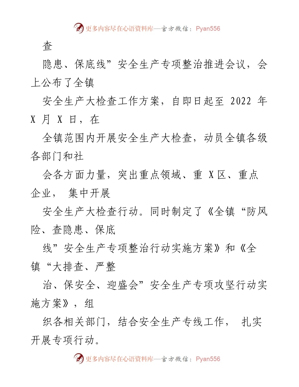 [工作总结] 安全生产大检查 - XXX镇安全生产大检查工作总结报告.docx_第2页