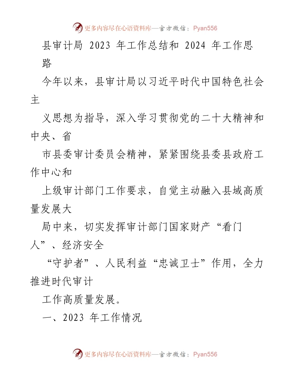 [工作总结] 审计局年度会议 - 2023年度工作总结与2024年工作思路.docx_第1页