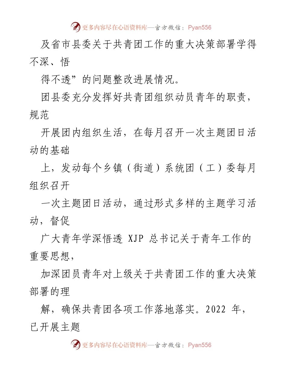 [工作总结] 巡察整改 - 共青团 xx 县委巡察整改进展情况报告_1.docx_第2页