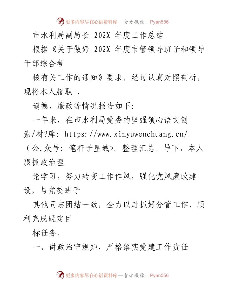 [工作总结] 市水利局 - 202X 年度工作总结与反思.docx_第1页