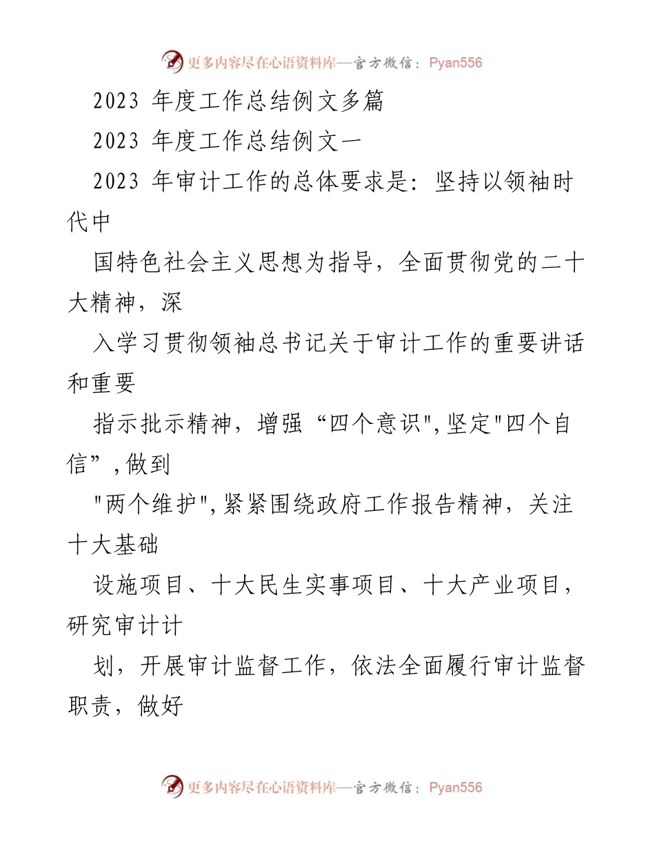 [工作总结] 年度审计工作 - 2023年度审计工作总结及发展方向.docx_第1页