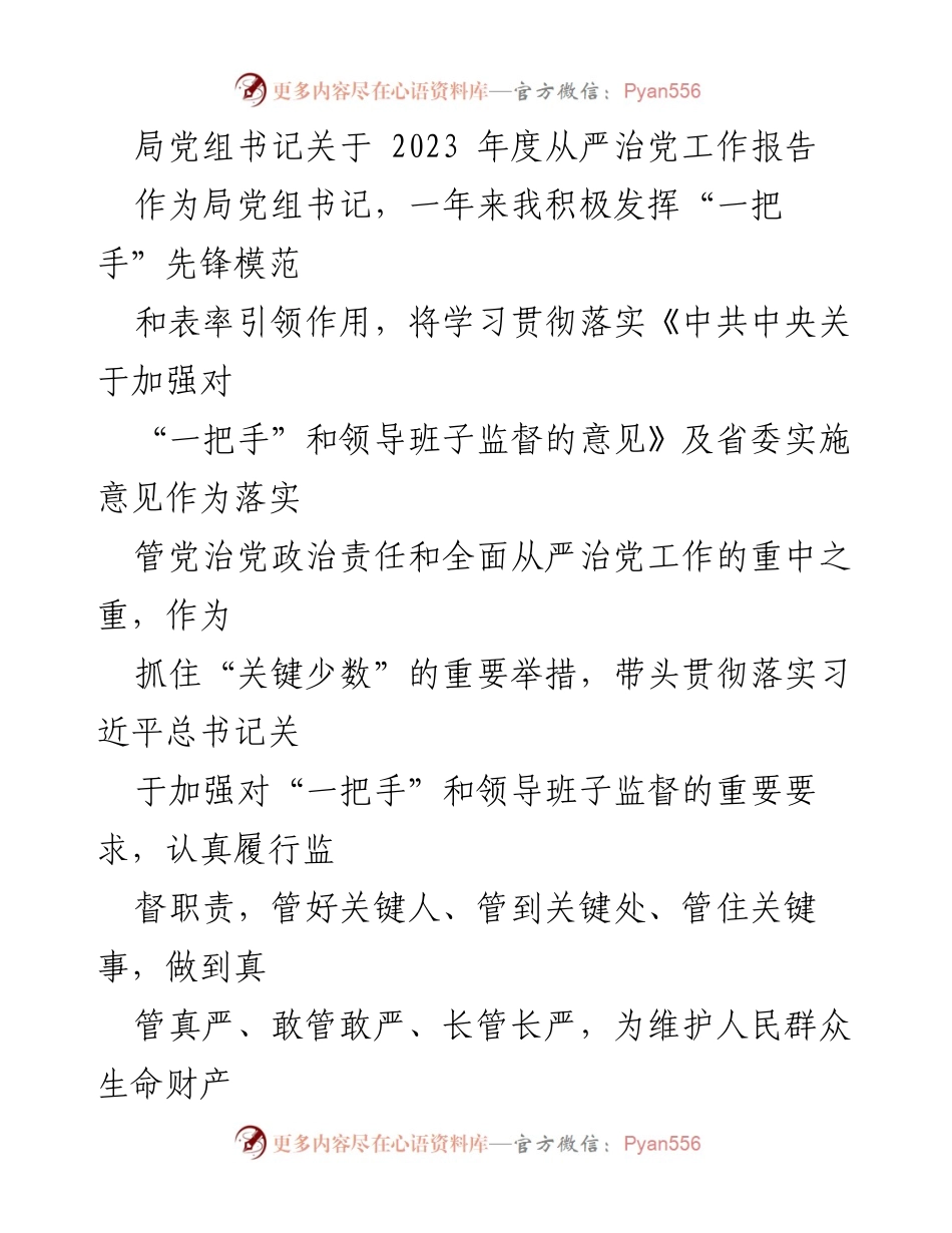 [工作总结] 年度工作会议 - 2023年度从严治党工作报告.docx_第1页