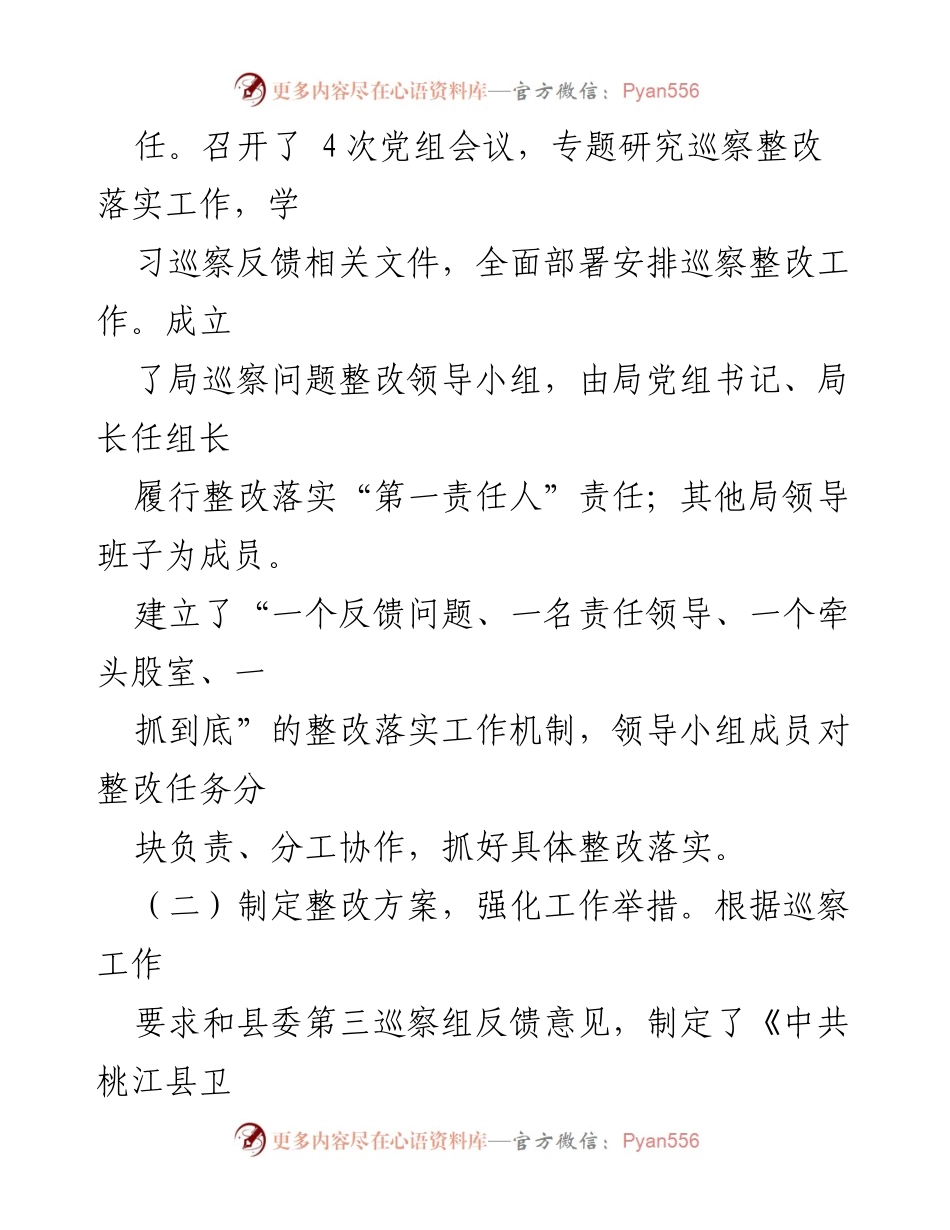 [工作总结] 巡察整改 - 桃江县卫生健康局党组巡察整改进展情况报告.docx_第2页