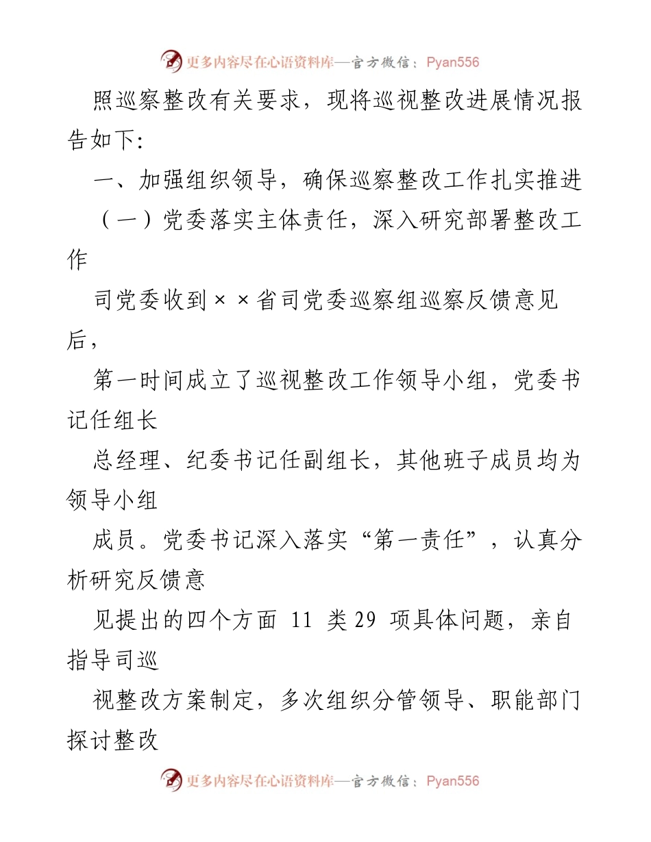 [工作总结] 巡察整改 - ××省司党委巡察整改进展情况报告.docx_第2页
