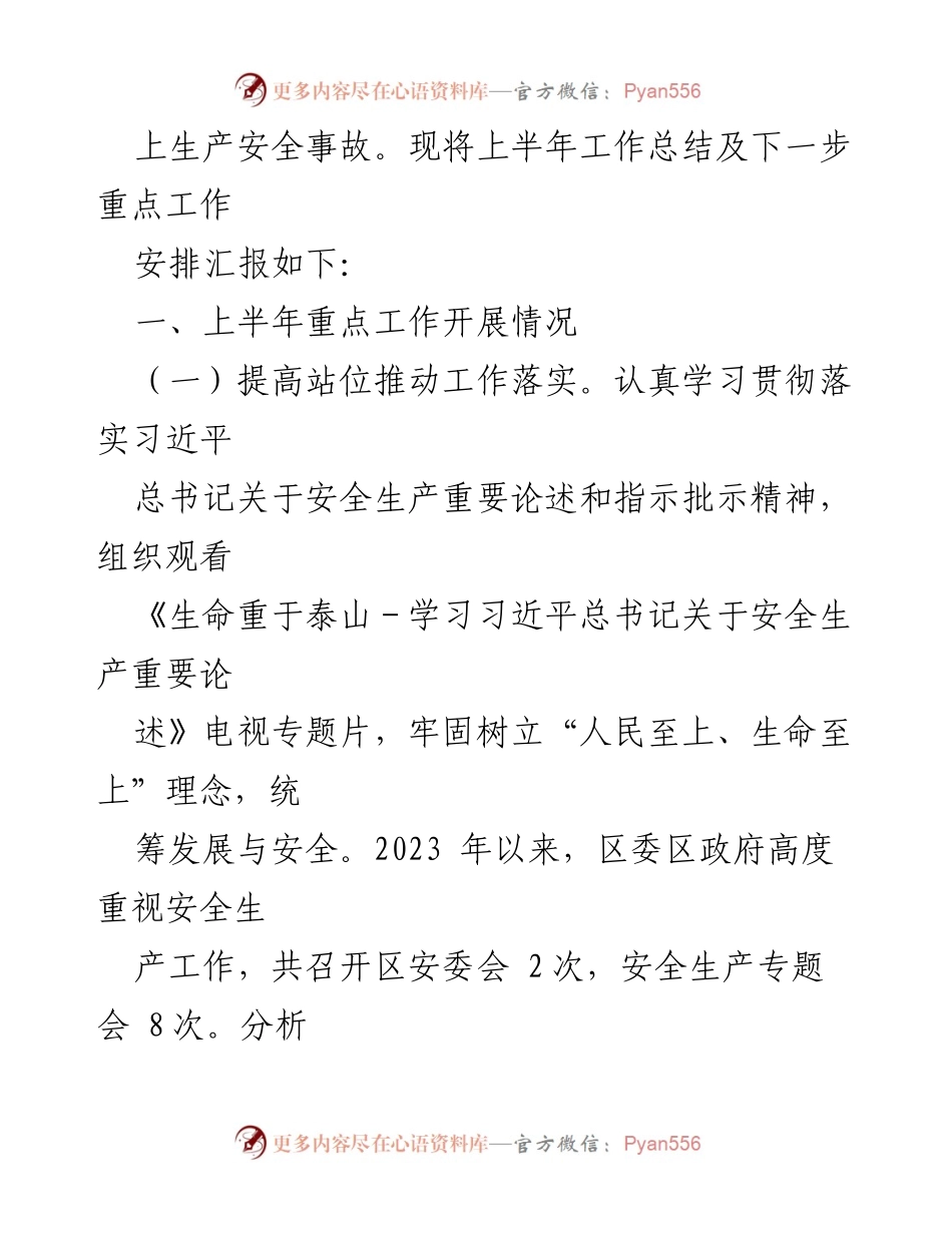 [工作总结] 安全生产工作会议 - 2023年上半年安全生产工作总结及下半年重点安排.docx_第2页