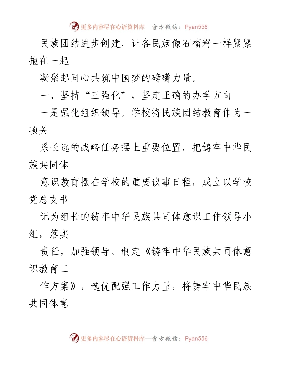 [工作总结] 学校教育 - 某学校铸牢中华民族共同体意识教育工作情况汇报.docx_第2页
