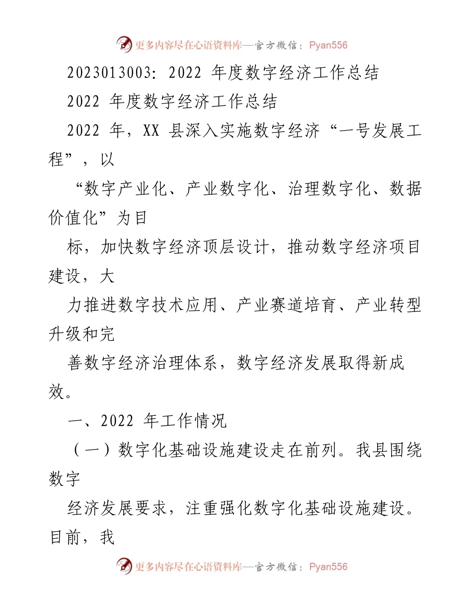 [工作总结] 年度总结 - 2022年度数字经济发展成效与工作回顾.docx_第1页