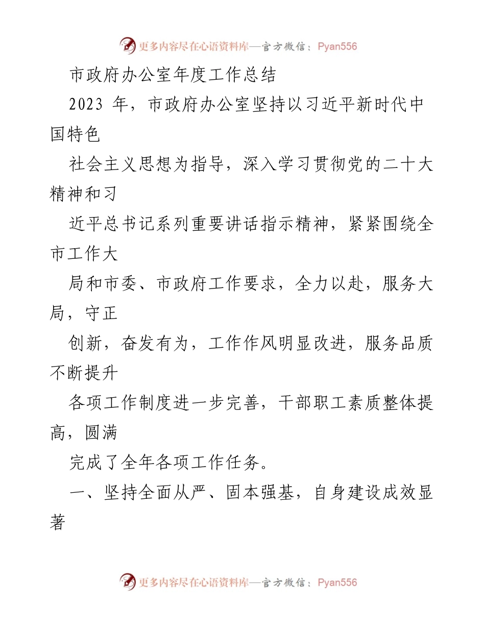 [工作总结] 市政府办公室 - 2023年度工作总结与成效分析_2.docx_第1页