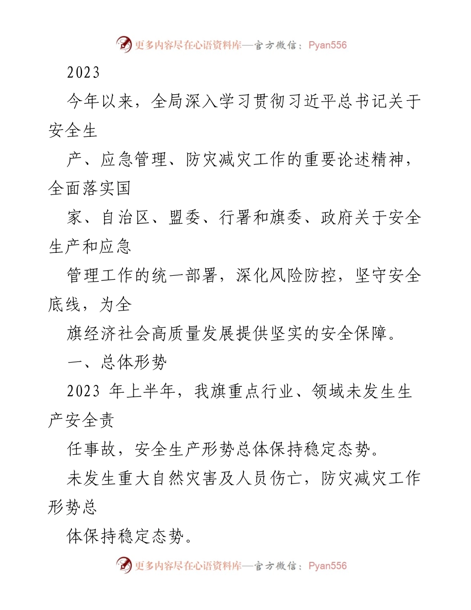 [工作总结] 安全生产与应急管理 - 2023年上半年安全生产与应急管理工作总结.docx_第1页