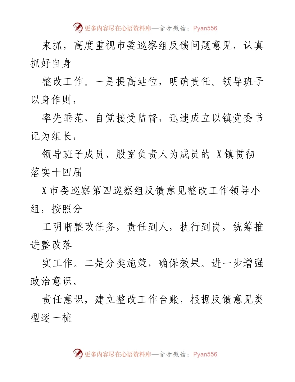 [工作总结] 巡察整改 - X镇党委巡察整改进展情况报告.docx_第2页
