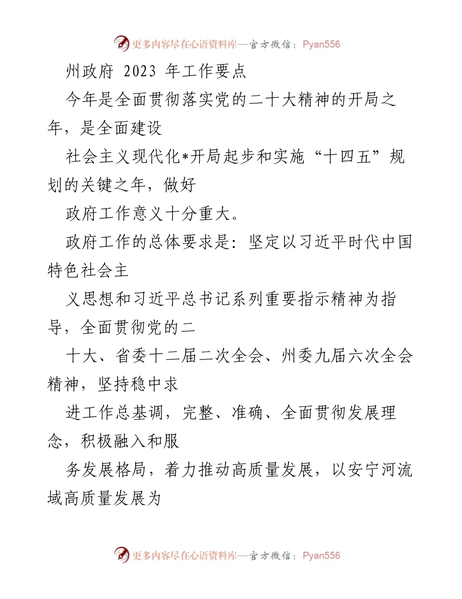[工作总结] 州政府会议 - 2023年州政府工作要点及乡村振兴战略.docx_第1页