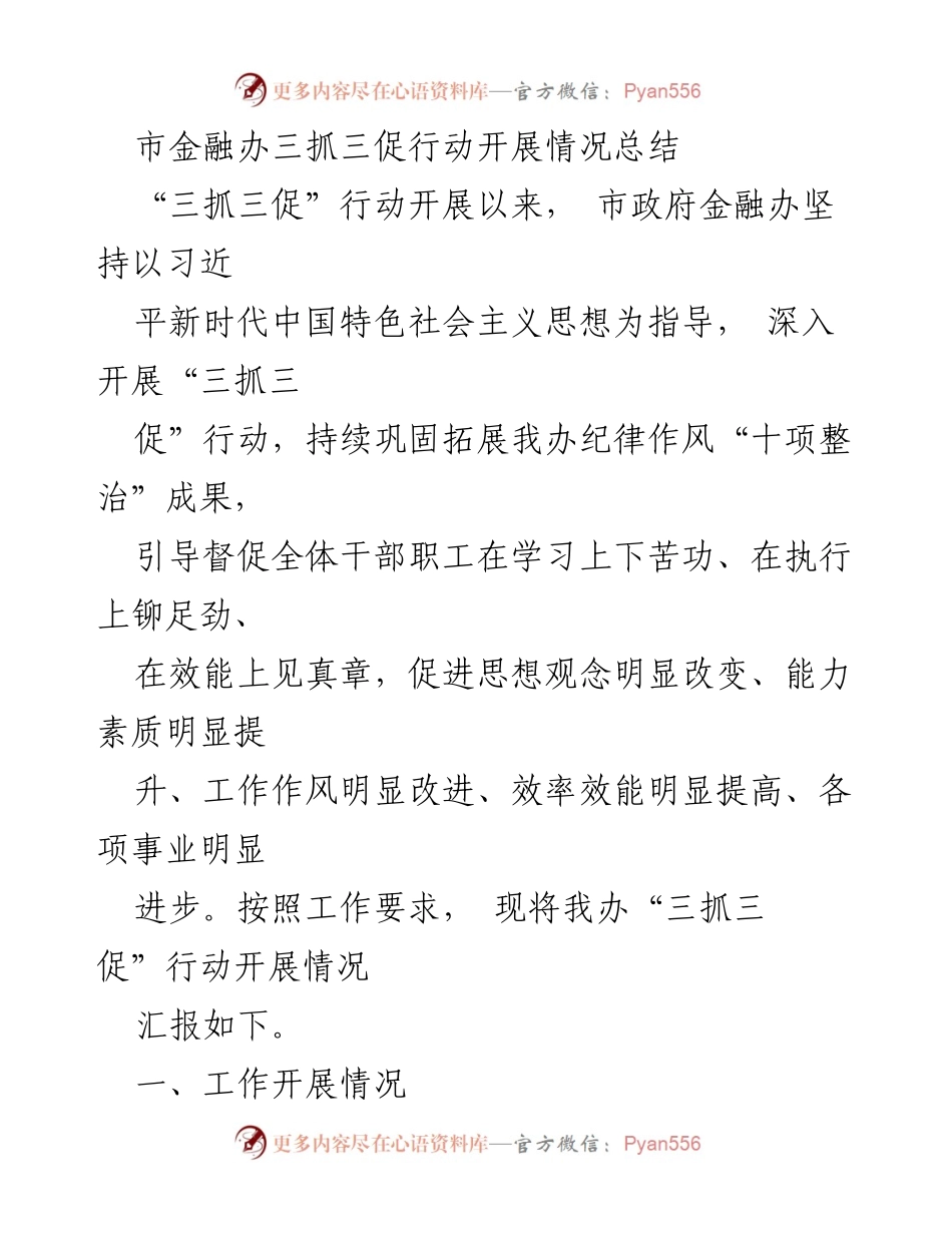 [工作总结] 市金融办 - 三抓三促行动开展情况总结.docx_第1页