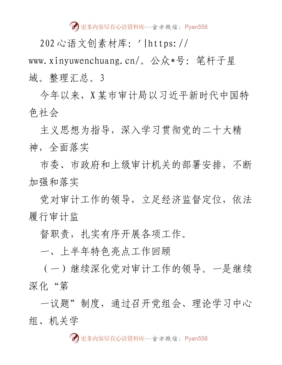 [工作总结] 审计局工作回顾 - 2023年上半年审计局工作亮点总结.docx_第1页