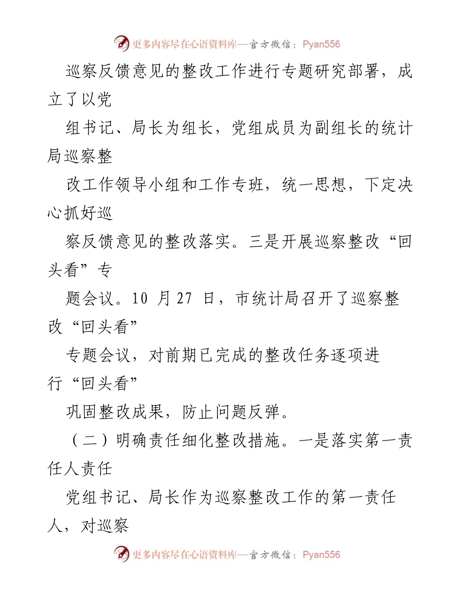 [工作总结] 市统计局 - 2024年巡察整改工作情况报告.docx_第2页