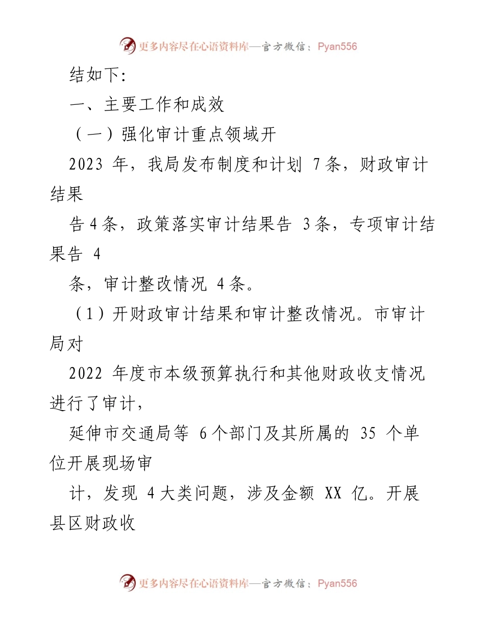 [工作总结] 市审计局 - 2023年政务公开工作总结报告.docx_第2页