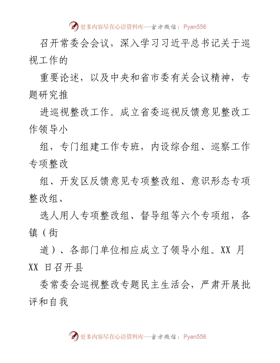 [工作总结] 巡视整改 - 某县县委巡视整改进展情况报告.docx_第2页