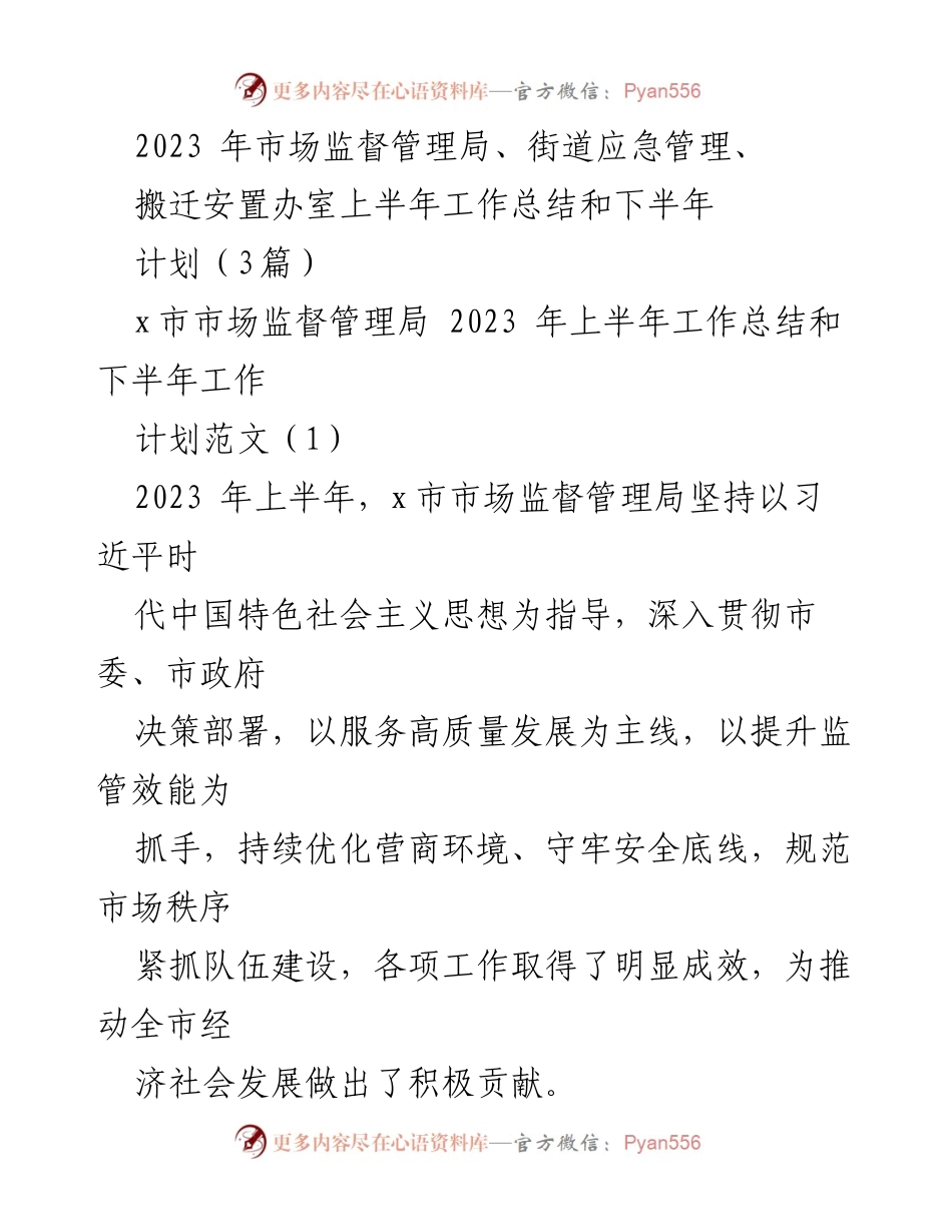 [工作总结] 市场监督管理局 - 2023年上半年工作总结与下半年计划.docx_第1页