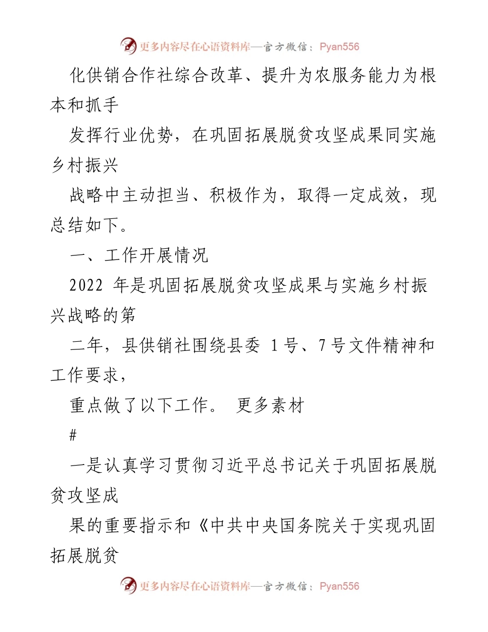 [工作总结] 年度总结 - 2022年某县供销社乡村振兴定点帮扶工作总结.docx_第2页